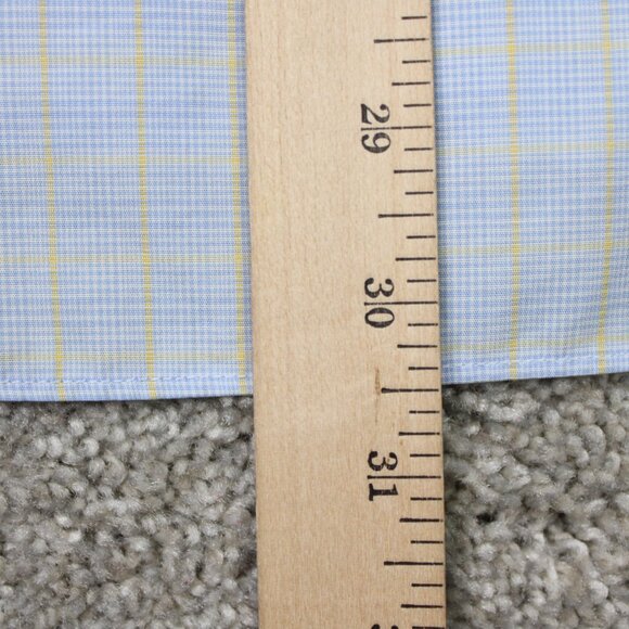 Charles Tyrwhitt Shirt Mens 16 1/2, 35 Blue/Yellow Non-Iron Slim Fit Cotton L/S - Picture 12 of 13